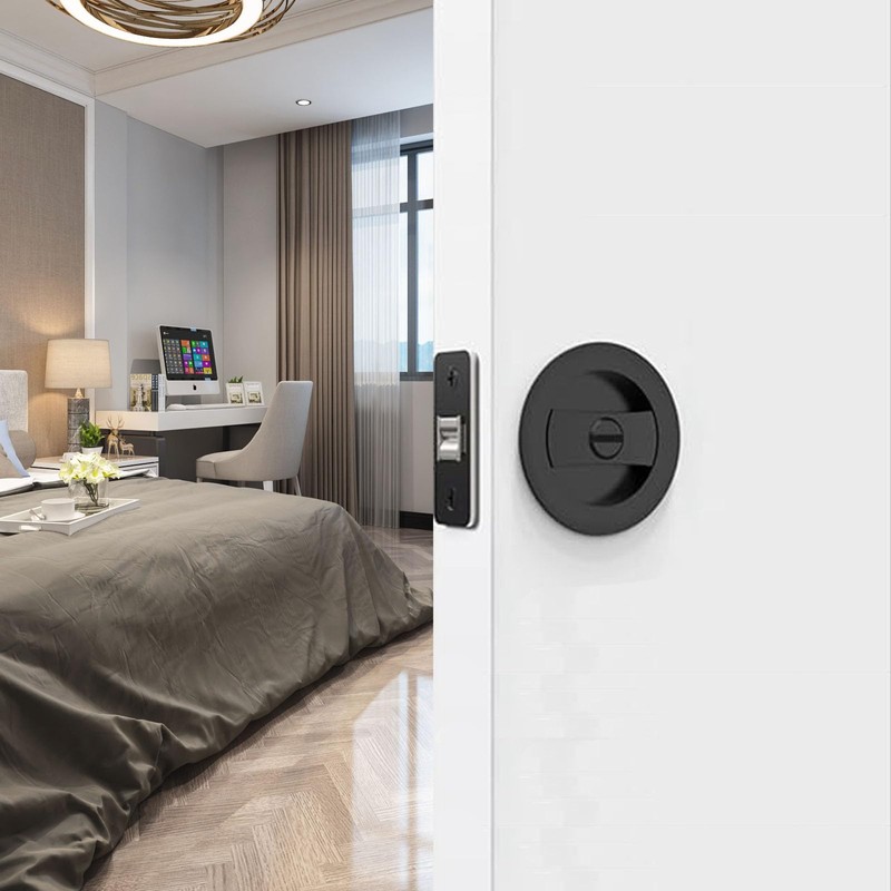 Betensh Keyless Pocket Door Lock - Round Sliding Door Handle,