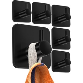 Selbstklebende Haken 5er Set - Haken zum Aufkleben Edelstahl für hohe Beanspruchung, kein Bohren, stark klebrig zum Aufhängen von Handtüchern, Bademänteln und Schlüsseln, Geschirrtuchhalter für Tür