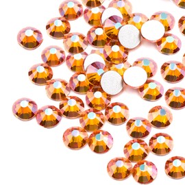 Towenm 720Pcs Crystal Flatback Rhinestones, 4.8MM SS20 Glue Fix Glass Flat Back Crystals, Non Hotfix Flatback Crystal Rhinestone for Crafts Nail Face Art, Round Loose Gemstones (Amber)