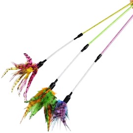 Kats'N Us Cat Feather Crinkle Teaser Cat Toy Teaser Wand (Green)