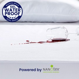 SLEEP ZONE Premium 100% Waterproof Mattress Protector Nanotex Dual Protect Hypoallergenic Ultra Soft Breathable Cotton Terry Cover up to 21" Deep Pocket Vinyl Free, White, Twin