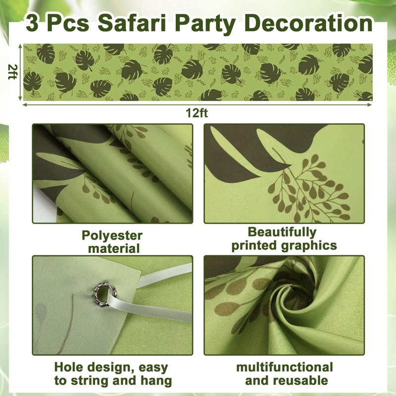 Moukeren 3 Pcs 36 ft Rainforest Palm Leaves Decorations for
