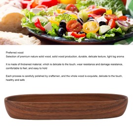 Wooden Salad Bowl, Large Capacity Multipurpose Boat Shaped Wood Serving Bowl, Thickened Wear Hand Crafted Big Salad Bowl for Food Bread Fruits Snack (44x40cm /