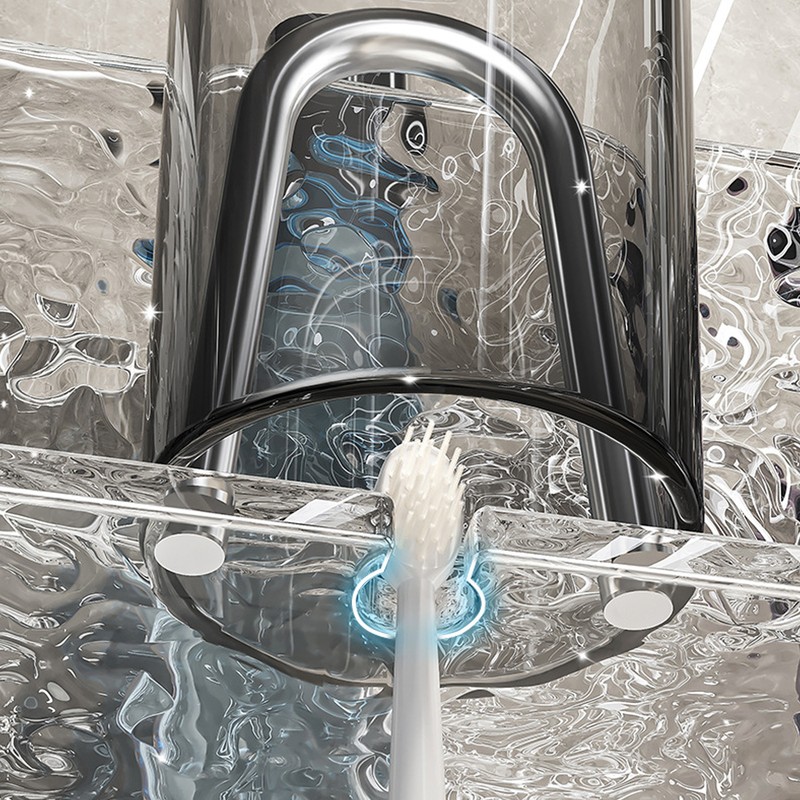 Water Ripple Toothbrush Holder Acrylic Punch Free Wall Mount Toothbrush