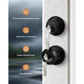 Probrico Front Door Keyed Entry Knobs and Single Cylinder Deadbolt Combo Sets, Flat Black, Keyed Alike Locksets,6 Pack
