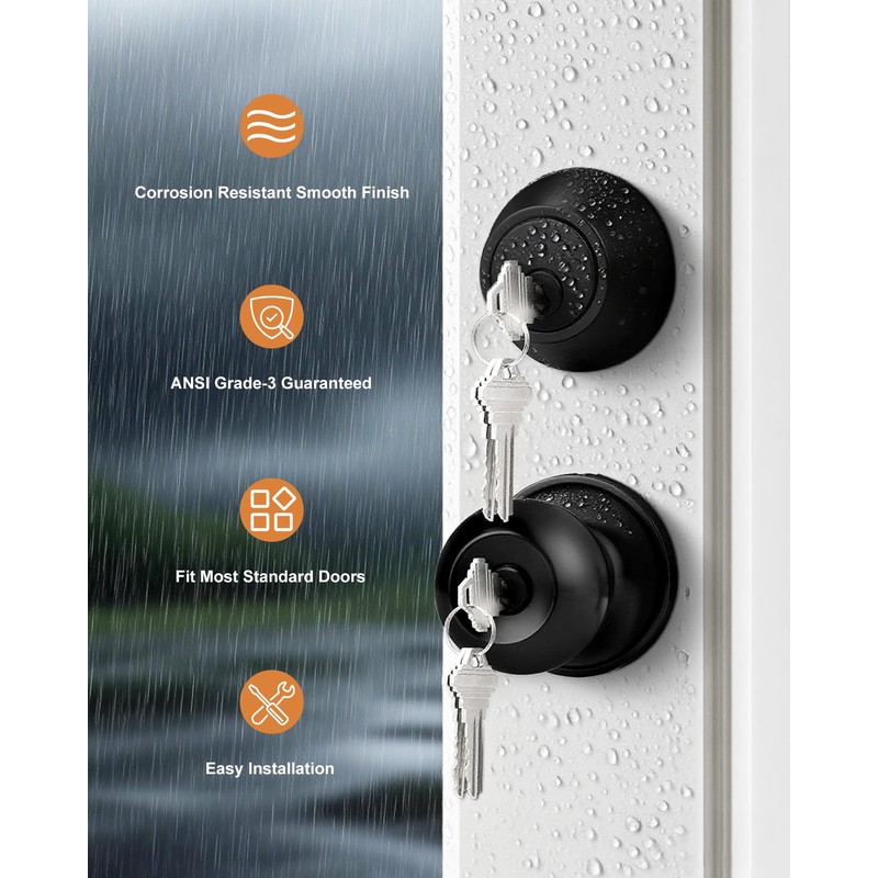 Probrico Front Door Keyed Entry Knobs and Single Cylinder Deadbolt
