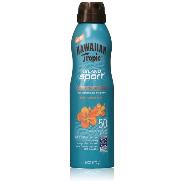 Hawaiian Tropic Island Sport Sunscreen Spray in SPF 50 Coconut, 6 Ounce