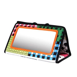 Juguetes con Espejo Tummy Time, Juguetes de Desarrollo con Mordedores y Libros Arrugados, Recién Nacido, Edad del bebé 0 3 6 12 Meses (white and black)