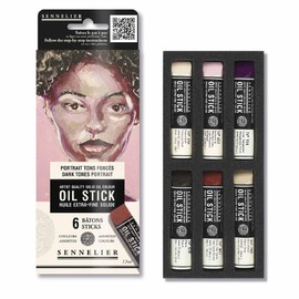 Sennelier Oil Sticks 12 Mini Pieces, Portrait and Stumps