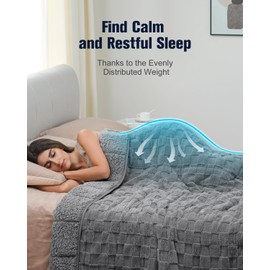 Kivik Weighted Blanket for Adult, 20 lbs Checkered Throw Blankets, Soft Dual Sided Heavy Fleece Checkerboard Blanket for Couch Sofa Bed, Queen Size 60 x 80 Inches, Grey