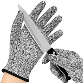 EKKONG Cut Resistant Gloves for Children, Carving Gloves, Children, Cut Protection Gloves, Work Gloves, Level 5 Protection, Food Safe (Grey, M)
