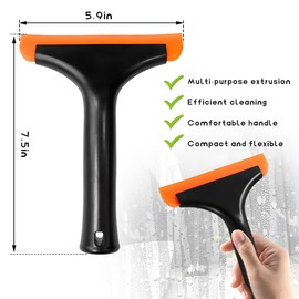 MUQIDA Small Silicone Window Squeegee, Car Windshield Water Wiper Scraper with 5.9" Blade and Non-Slip Handle, All-Purpose Auto Water Blade Squeegee for Window Mirror Cleaning