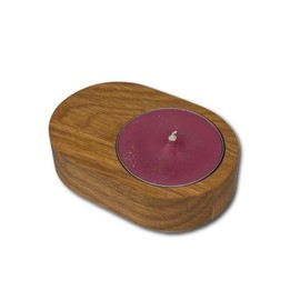 BUNBAN Elegant Tea Light Holder Made of Solid Oak Wood Made in Germany (1x Single Flame Oval)