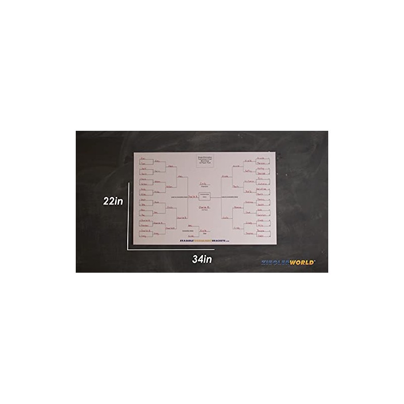32 Player Erasable Blind Draw Double Elimination Tournament Bracket Chart