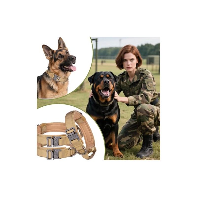 Collar para Perro Táctico Resistente y Ajustable con Correa Táctica