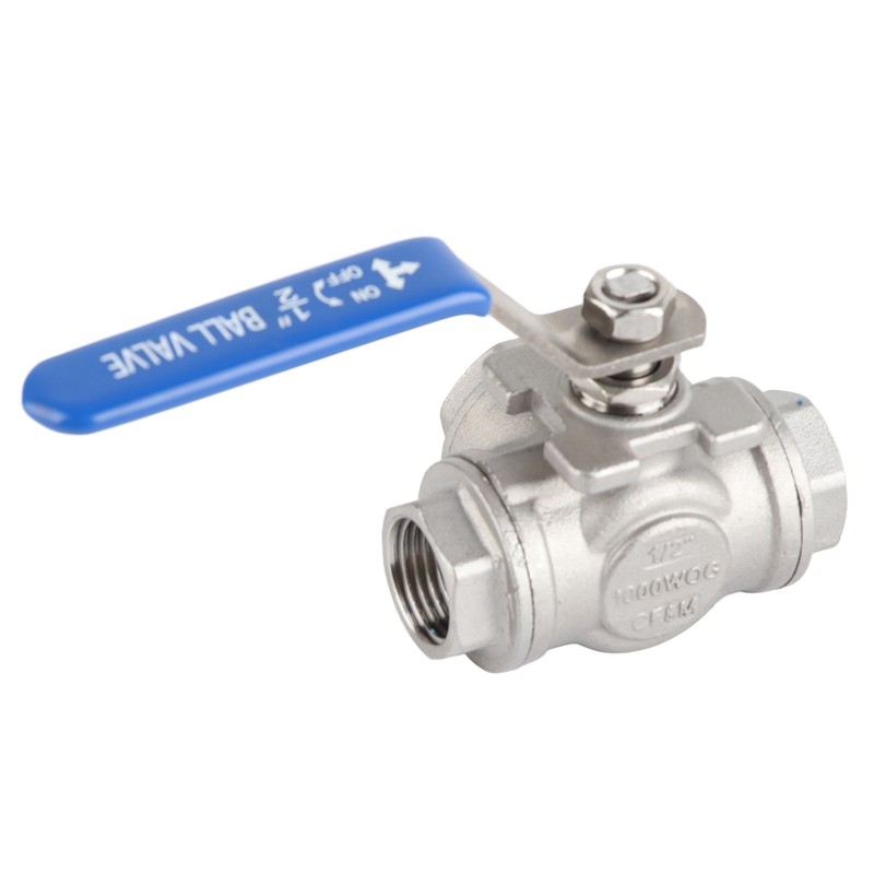 Stainless Steel SUS304 Pipe T Port Ball Valve Three Way