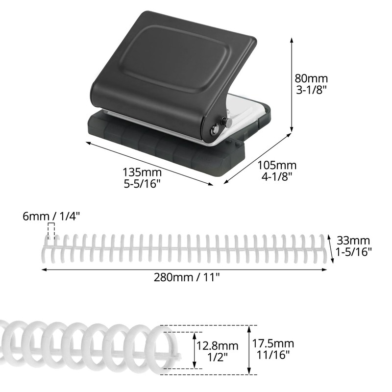 QWORK® 10 Holes Binder for Planners, Suitable for A4/B5/A5 Paper,