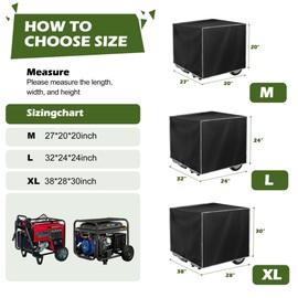 Matrjestice Generator Cover Waterproof, Heavy Duty Thicken 600D Polyester with Elastic Drawstring, Weather/UV Resistant Generator Cover for Universal Portable Generators 5500-15000 Watt