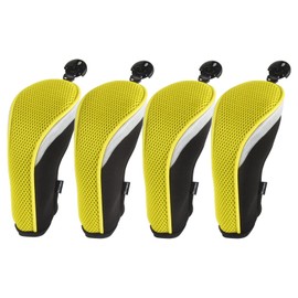 Andux Mesh Golf Hybrid Club Head Covers with Dial No. Tags 4pcs/Set (All The Same Size) Black/Yellow