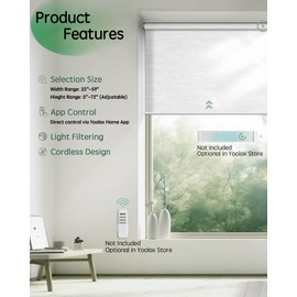 Yoolax Motorized Blinds App Control, Light Filtering Motorized Shades for Windows, Cordless Automatic Roller Shades for Bedroom Living Room Office(Light Filtering Jacquard White, 35" W x 72" H)