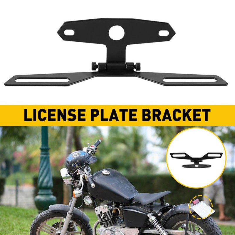 Universal Motorcycle License Plate Bracket, Adjustable Folding Mount Holder with