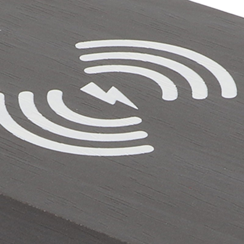 Wooden Digital Alarm Clock with Wireless Charging Black Adjustable Brightness