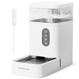 Garnder Pet Automatic Dog Water Dispenser Gravity Waterer with Stainless Steel Bowl Water Dispenser 8.5L Large Capacity Water Feeder for Dogs Cats Pets, BPA-Free Noise-Free (White, 8.5L)