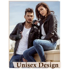 MELLIEX Leather Gloves Fingerless Non-Slip PU Leather Half Finger Gloves, Black Punk Gloves Without Fingers for Men Women Driving Motorcycle Car Gloves, black, L