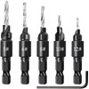 Bephee 5Pcs Quick Change HSS Wood Countersink Drill Set 1/4"Hex