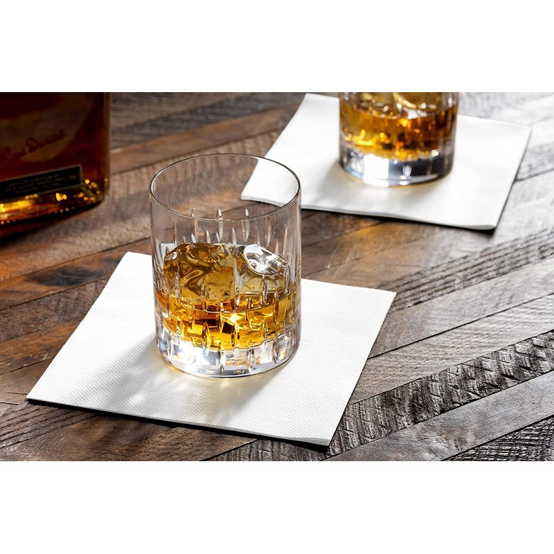 JEBBLAS Cocktail Napkins Disposable Beverage Bar Napkins Black Linen-Like Square