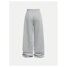 SOLY HUX Girl's Straight Wide Leg Sweatpants Casual High Waisted Baggy Joggers Track Pants Light Grey 12Y