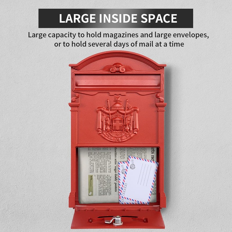 Yoocabinet Wall Mount Mailbox, Large Capacity Mailbox for Outside,Aluminum and