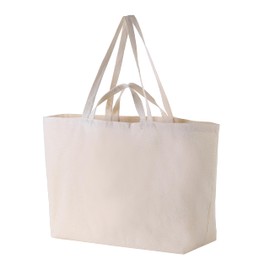 Firecolor Chic Large Sturdy Canvas Tote Bag -27" X 16" X 8" Extra Big Largest Grocery Shopping Beach Reusable Totes Bags, Beige, Extra Large