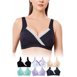 Lino Ulu 2-piece Set x Nursing Bra Born from Mom's Voice [Wireless, Cross Open Cloth, Comfortable to Wear x Extension Hook and Interchangeable Pads] Nursing Bra, Large Size, Maternity Bra, Sag