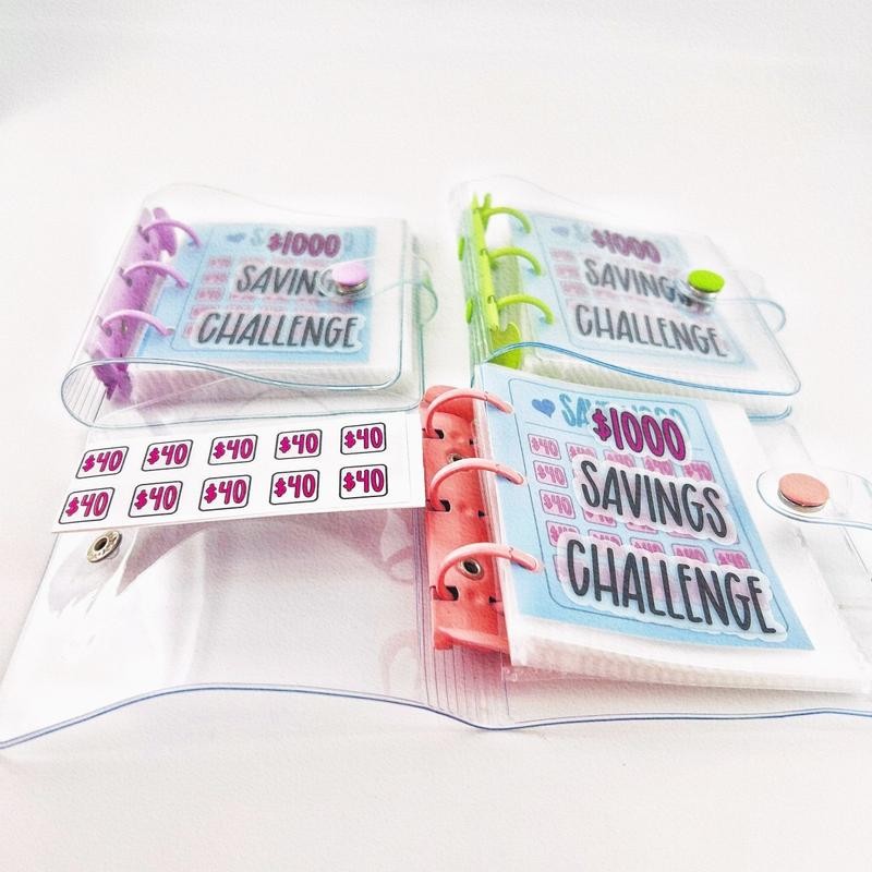 Saving Challenge Book $1000, 3 Ring Binder Clear Cover Money