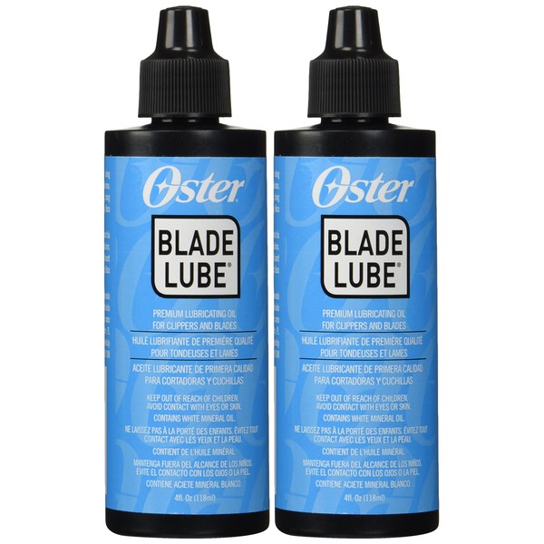 Oster Blade Lube Premium Lubricating Oil for Clippers and Blades Hair Clippers Trimmers And Groomers (Pack of 2 - 4oz per bottle)