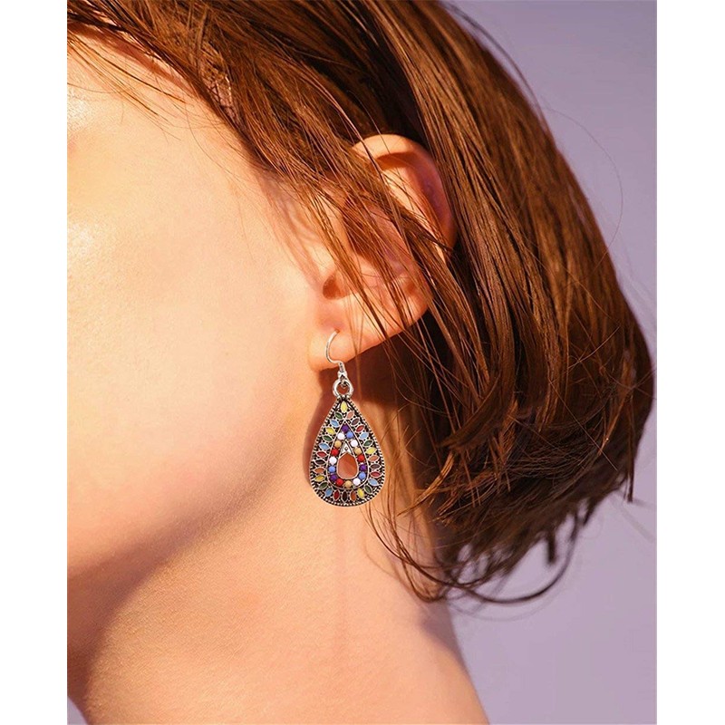 1 Pair Dangle Earrings Vintage Drop Earring Handmade Bohemian Teardrop