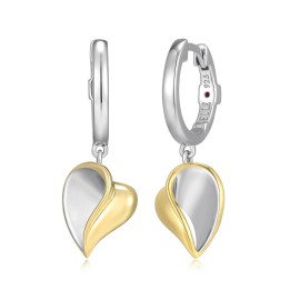 ELLE Yellow Gold- & Rhodium-Plated Two-Tone Heart Drop Hoop Earrings by ELLE