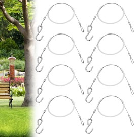 Otoolling 8pcs Bird Feeder Hanger for Tree with S-Hook Hanging Cable Tree Limb Protector with Silicone Sleeve Flexible Stainless Steel Cable for Heavy Bird Feeders, Plants, Baths (18inch)