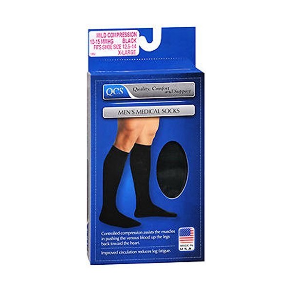 Compression Socks QCS Knee High X-Large Black Closed Toe (Pair of 1)