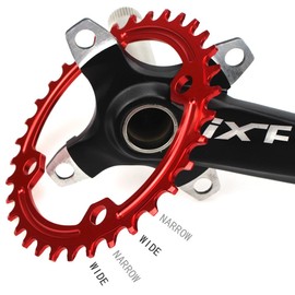 FOMTOR 30T 32T 34T 36T 38T Chainring 104 BCD Narrow Wide Chainring with Four Chainring Bolts for Road Bike Mountain Bike BMX MTB Bike (Red)