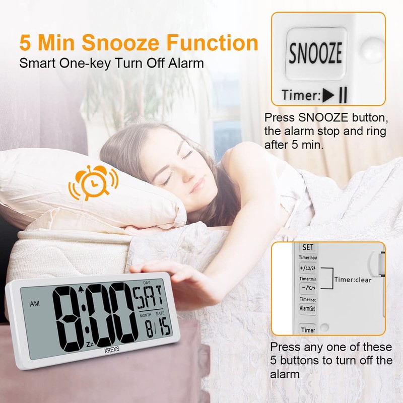 Large Digital Wall Clock, Electronic Alarm Clocks for Bedroom, Count