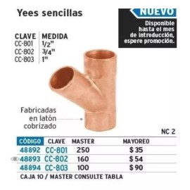 Foset Yee Cobre 3/4'' Fosett 48893