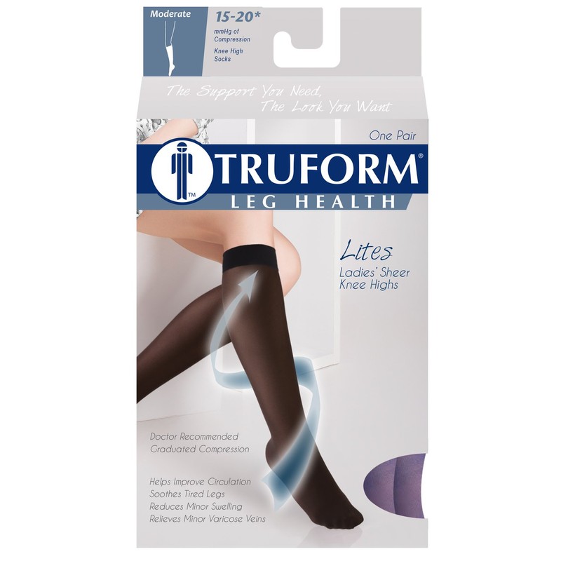 Truform Sheer Compression Stockings, 15-20 Mmhg, Women's Knee High Length,