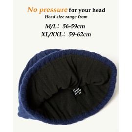 TOP-EX Men's Women's XL XXL Extra Large Big Head Oversize Merino Wool Winter Beanie Fleece Lined Knit Cap Durable Hat Cold Weather Warm Navy
