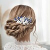 Unicra Bridal Wedding Hair Comb Flower Hair Accessories Blue Crystal