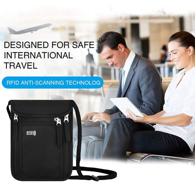 KEAFOLS Travel Pouch Neck Wallet RFID Blocking Passport Holder Organizer