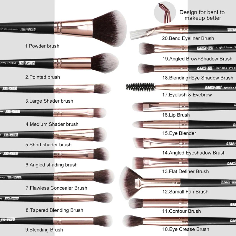 20 Piezas Brochas De Maquillaje Profesional Brochas Maquillaje Maange Set