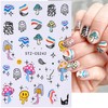 8 Sheets Mushroom Rainbow Nail Art Stickers Colorful Flower Eye