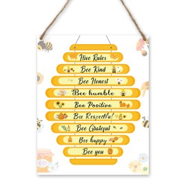 Bee Wall Art Hanging Decor, Inspirational Rustic Farmhouse Sunflower Decor for Office Kitchen, Christmas Themed Gifts for Bee Lovers Friends (A14)